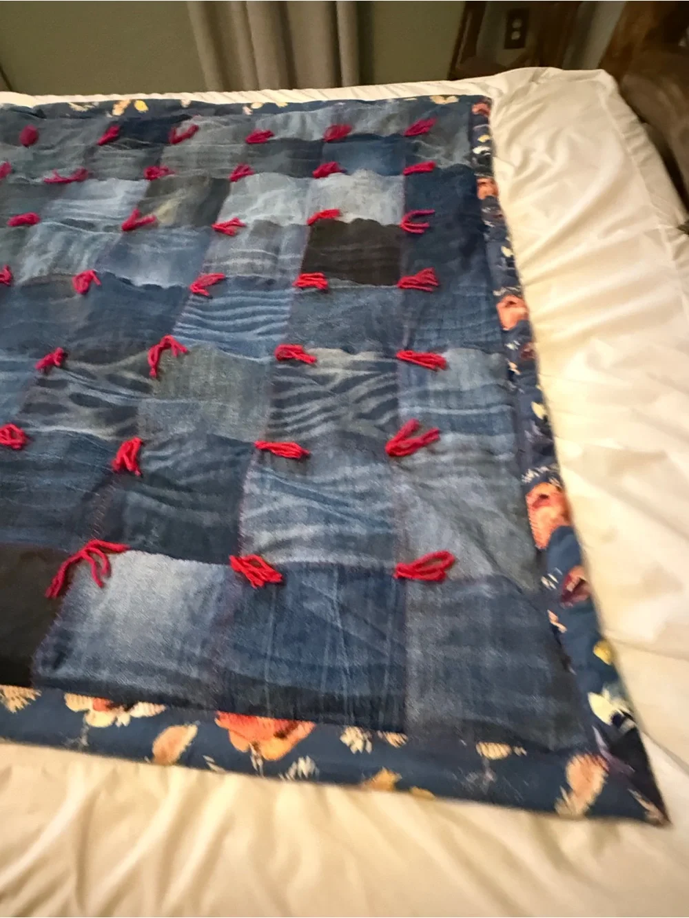 Handmade Denim Patchwork Throw 5ft x4ft